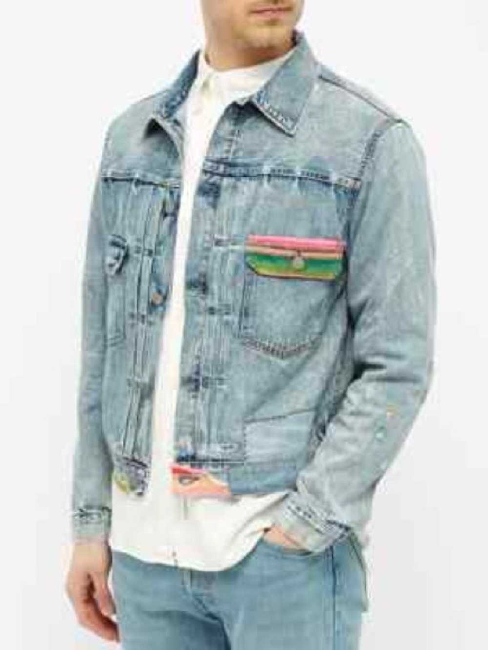 Polo Ralph Lauren Renton Distressed Repaired Patchwork Denim Jean Jacket New